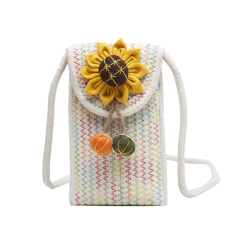 Woven Bag Flower Shoulder Crossbody Women's Bag for Customized Color and Beach Vacation