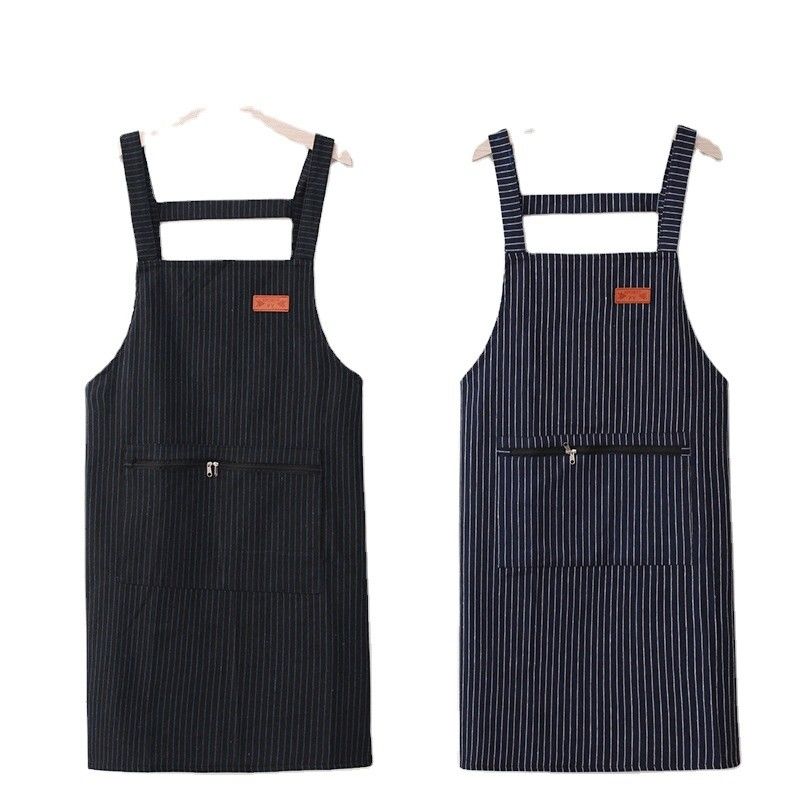 Customized Logo Aprons For Cooking and Restaurant Full Length Adjustable Organic Cotton