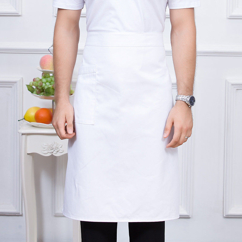 Custom Logo Printed Adjustable Belt Half Waist Apron for Daily Life in Linen Material