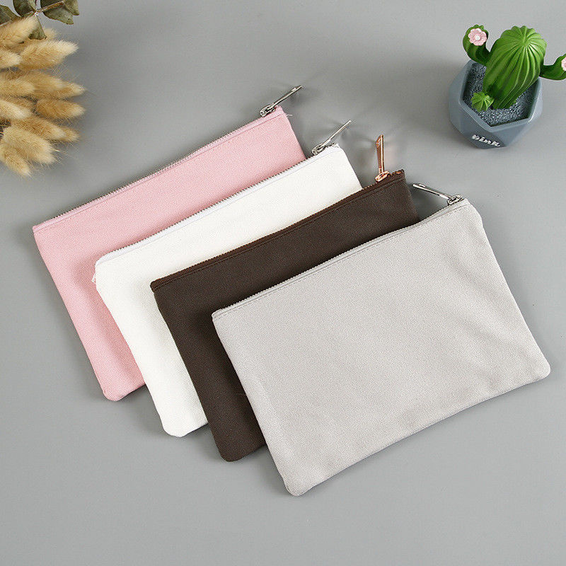 Zipper Closure Double Sided Cosmetic Bag for Accessories in Eco-Friendly Cotton Canvas