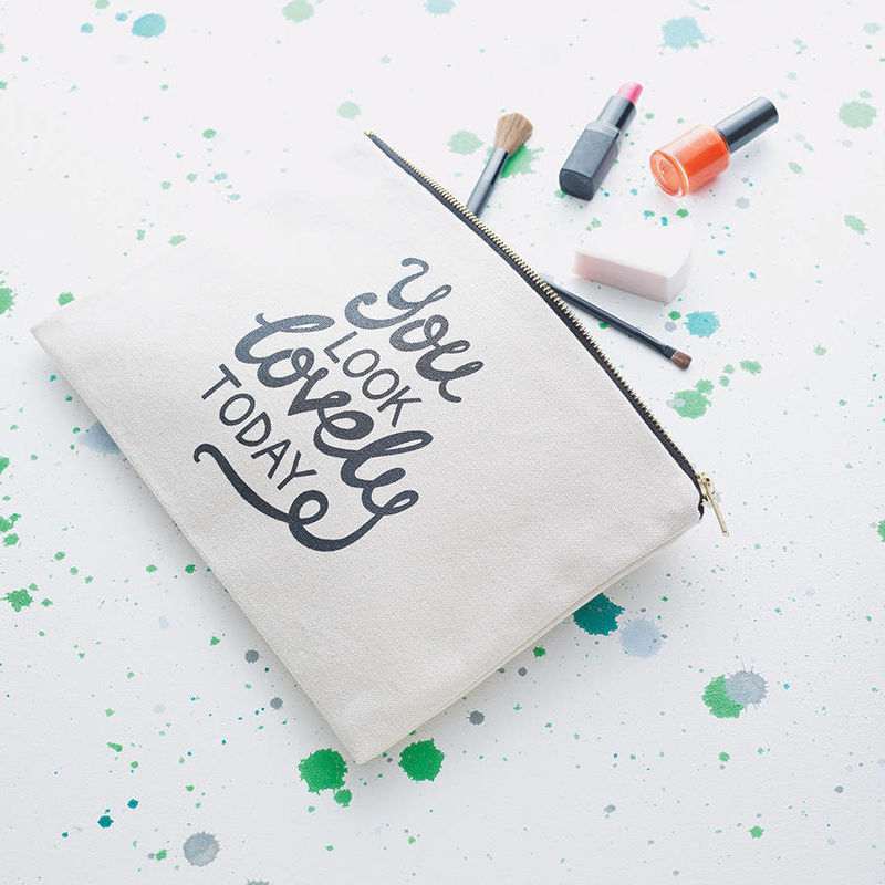 Convenient Customized Color Recycled Cotton Canvas Zipper Cosmetic Bag for Travel