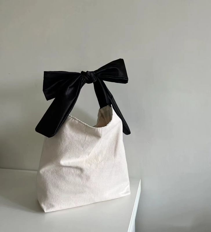 Customized Color High Capacity Korean Style Bow Hobo Casual Cute Girl Teenage Ladies Shopping Canvas Bag
