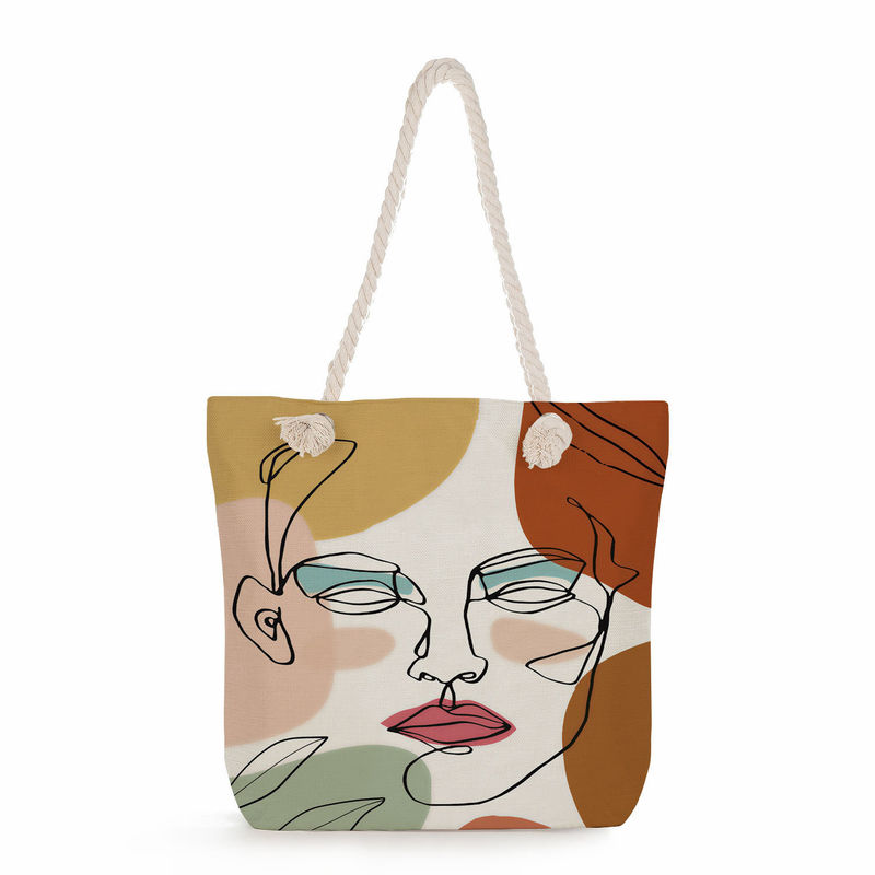 Women's Large Tote Bag Custom Canvas Reusable Shopping Bag with Print Pattern