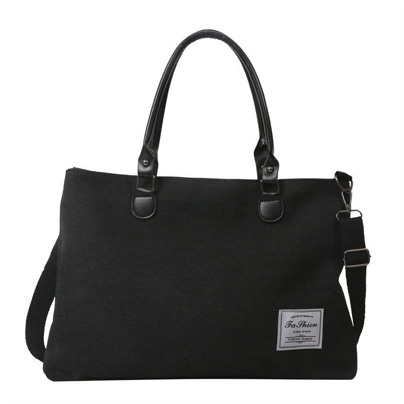 None Decoration Cotton Large Shopping Tote Bag With Pocket And Zipper Custom Print Logo