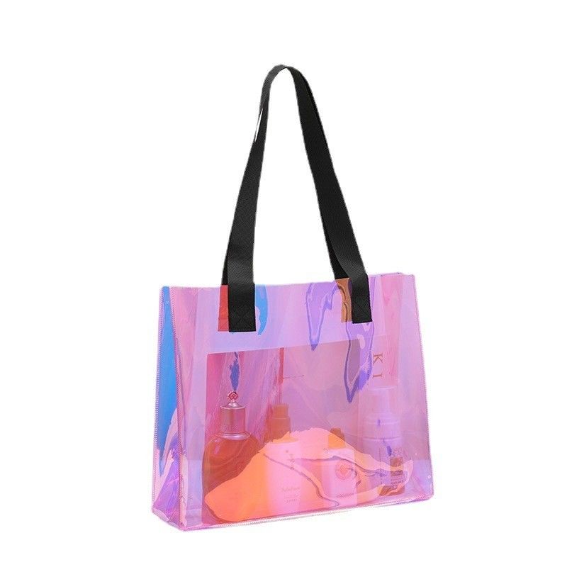 Custom Logo Transparent Waterproof Neon Candy Color PVC Tote Bag for Advertising