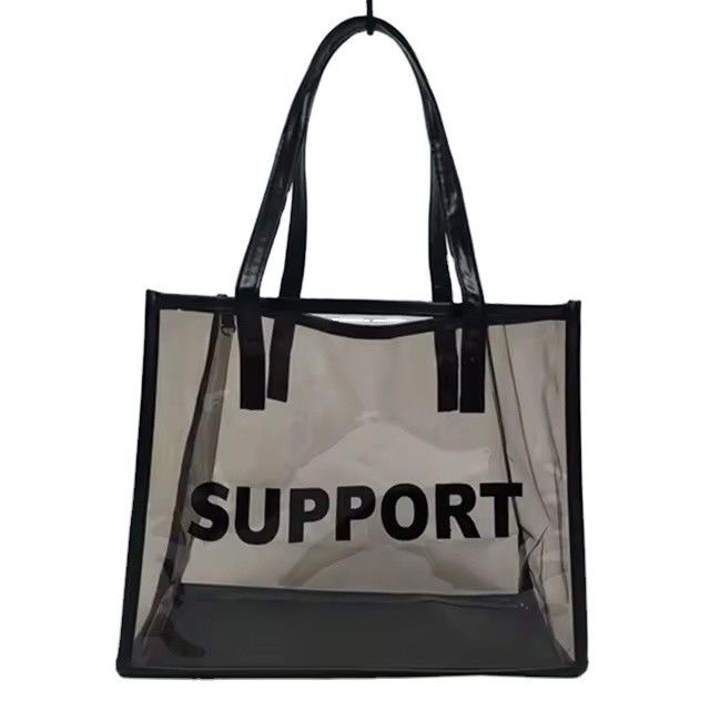 Customized Logo Pvc Zipper Bag for Party Black Pvc Tote Shopping Bag