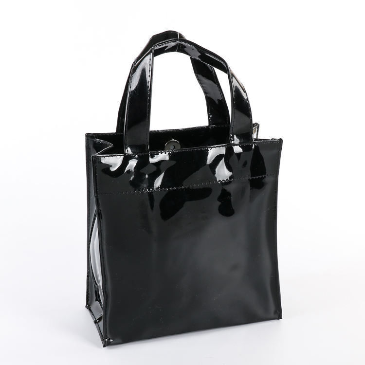 Custom Fashionable Print Design Glossy Mirror Tote Handle Shopping Bag With Logo Waterproof PVC Tote Bag