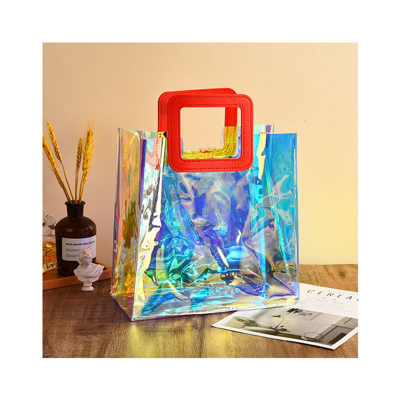 Travel and Outgoing Laser Holographic Iridescent Pvc Shoulder Beach Tote Bag for Custom Logo