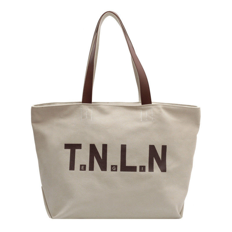 Minimalist Large Tote Bag for Women Cotton Canvas Messenger Crossbody Purse