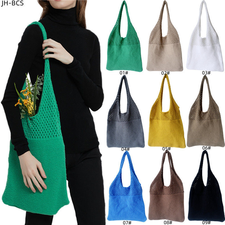 2024 Spring Autumn and Winter Women's Handled Style Knitted Shoulder Bag in Solid Color