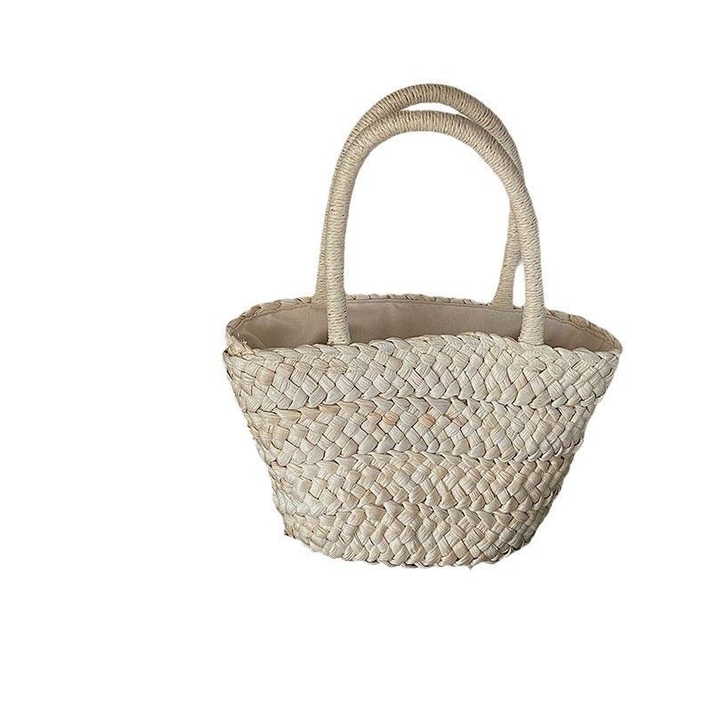 Handled Style Fashion Women's Large Capacity Beach Straw Handbag Woven Knitted Crochet Tote Polyester