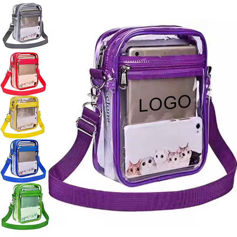 Clear PVC Cross-body Messenger Purse Different Color Transparent Shoulder Sling Bag