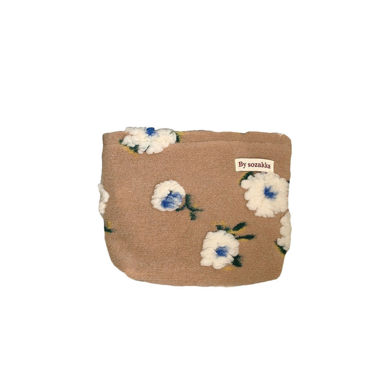 Japanese Style Embroideries Plush Storage Bag High Sense Toiletries Bag for Cosmetics