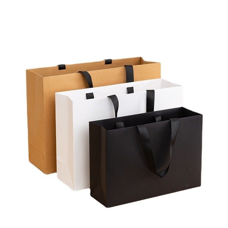 Custom Printed Paper Bags Cardboard Luxury White Kraft Paper Gift Bag for Shopping Bag