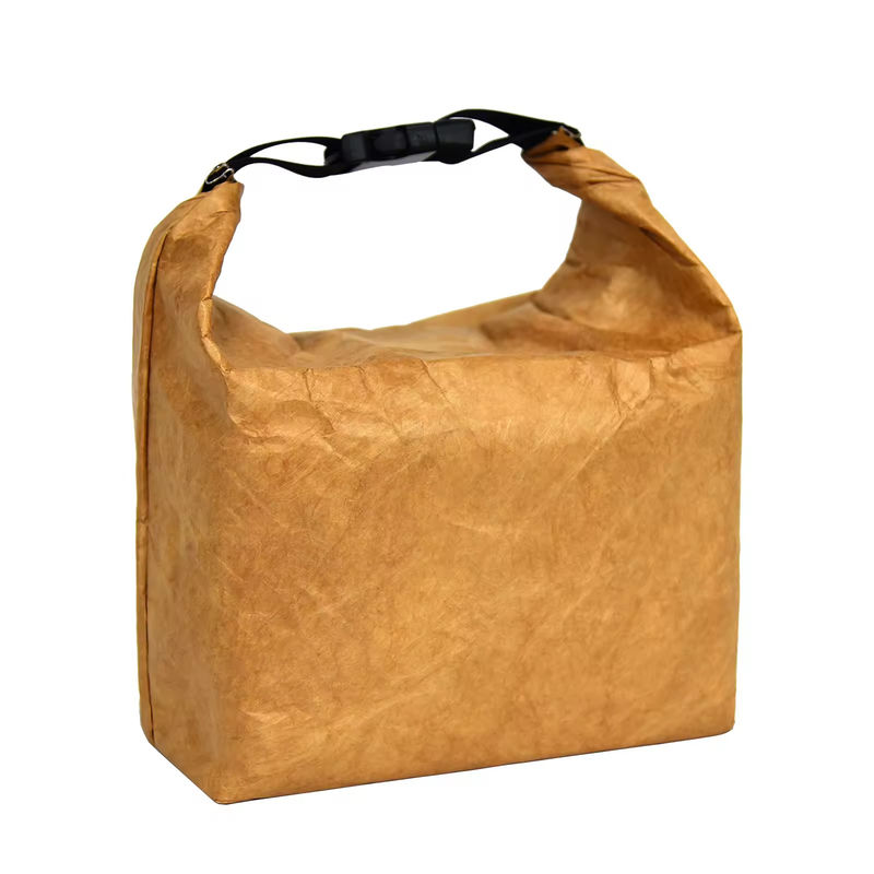 Insulated Food Thermal Aluminum Foil Dupont Tyvek Kraft Paper Lunch Cooler Bag With Handle in Custom Print