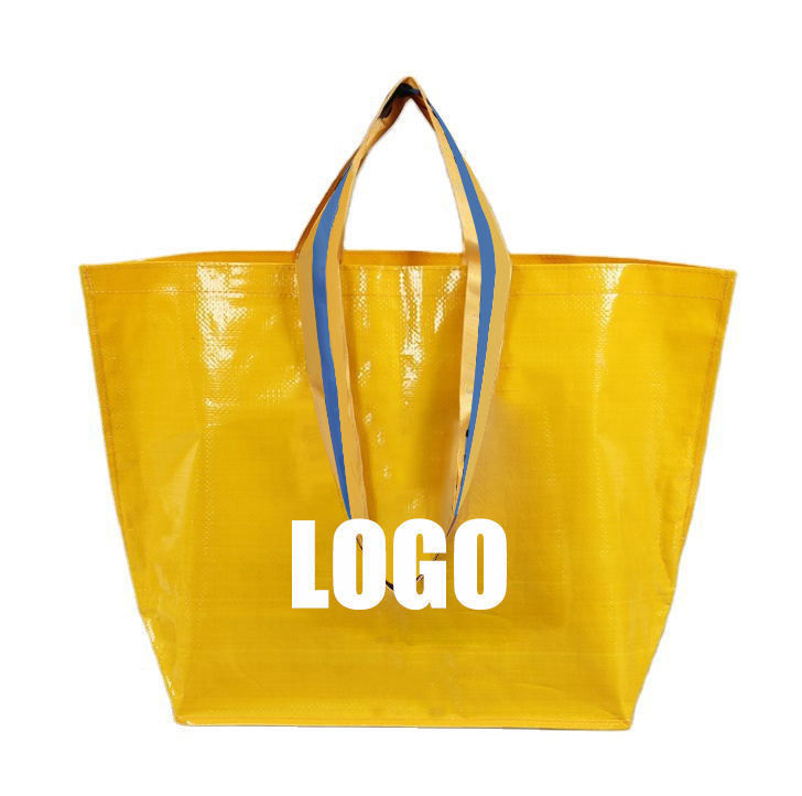 Custom Logos Medium Size Reusable Waterproof Pp Woven Laminated Shopping Tote Bags