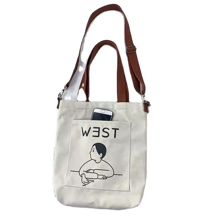 Soft-loop Style Custom Printed Eco Friendly Recycled Large Canvas Grocery Shopping Strap Tote Bag