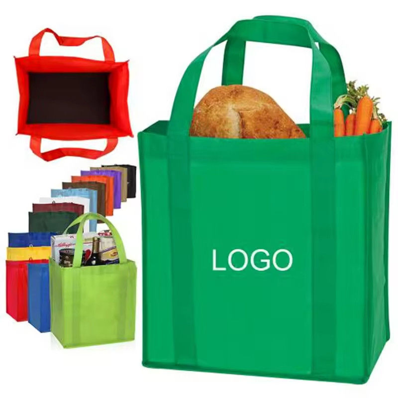 Custom Logo Printed Reusable Non Woven Tote Bags for Grocery Shopper Heat Transfer