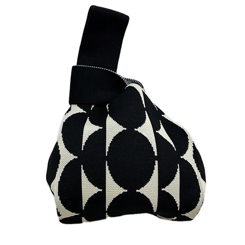 Fashion Luxury Flower Pattern Mini Purse Women Handbag Shopping Cute Knitted Tote Bag