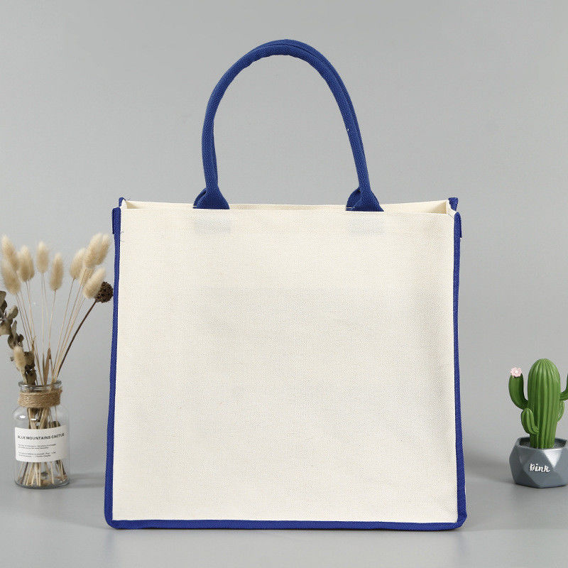 Customized Tote Bag Blank Square Bottom Cotton Canvas Shopping Handbag for Advertising