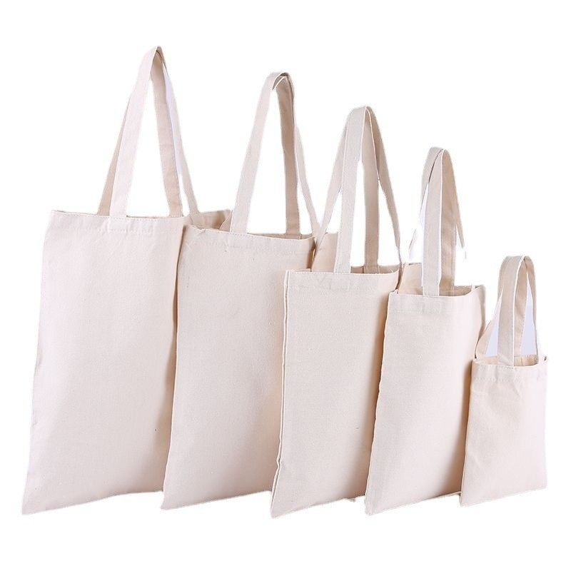 Custom Printed Logo Women's Canvas Cotton Tote Bags with Soft-loop Style and Medium Size