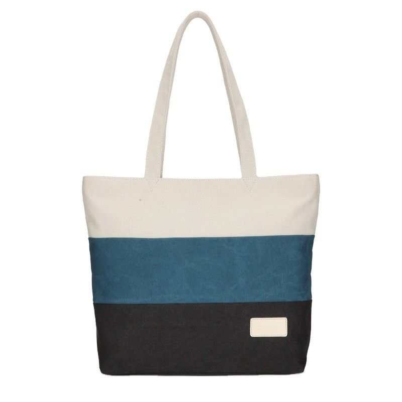 Shopping Beach Boat Bottom Shape Top Handle Handbag Striped Tote Bags Eco Friendly Cotton Canvas