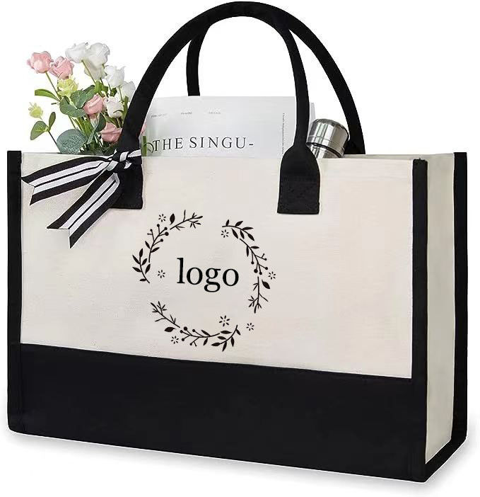 Shopping Bags Customized Color Large Tote Canvas Bag with Personalised Design Letter