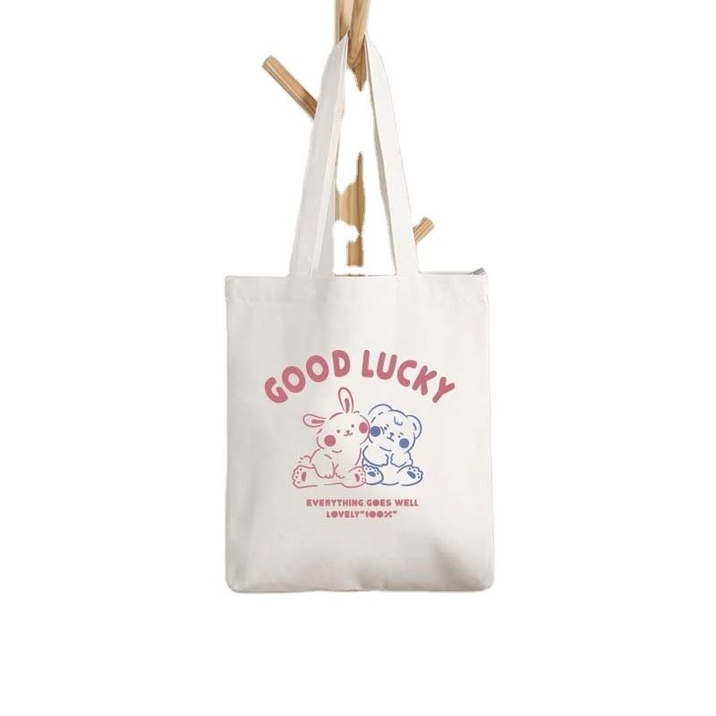Daily Life Custom Printed Logo Cotton Canvas Tote Bag Foldable Reusable Shopping Bag