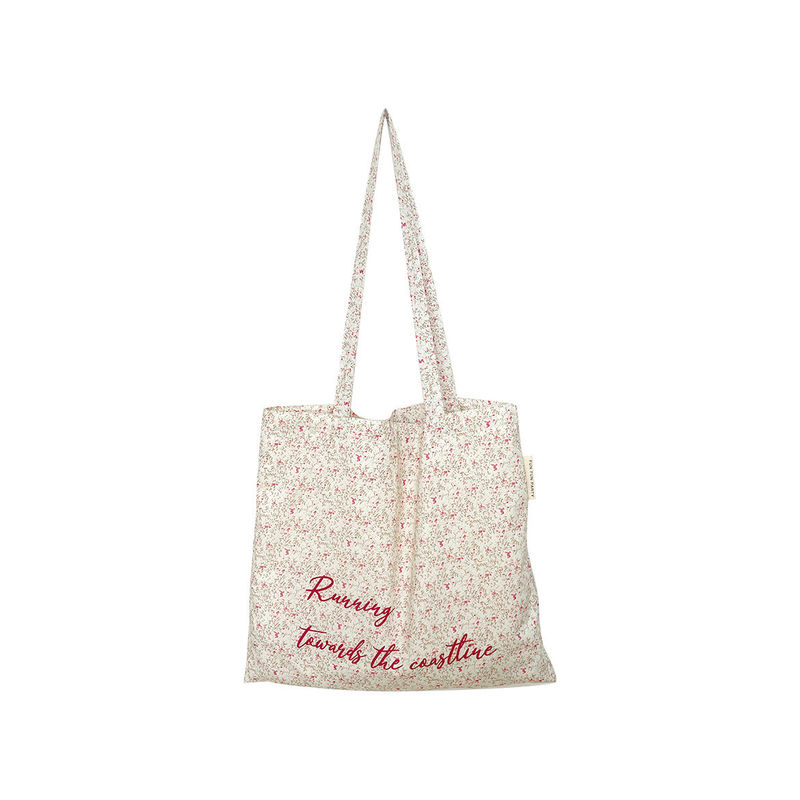 Custom Pink Floral Beach Tote Bag Natural Canvas Ladies Shoulder Bag for Women