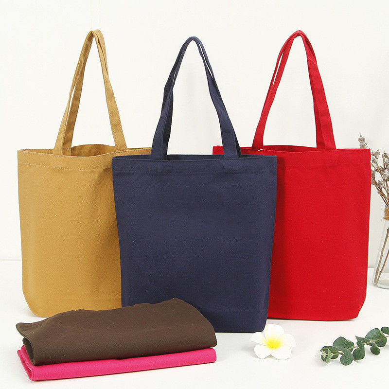 Shopping Customizable Size Solid Color Cotton Canvas Tote Bag with Customized Logo