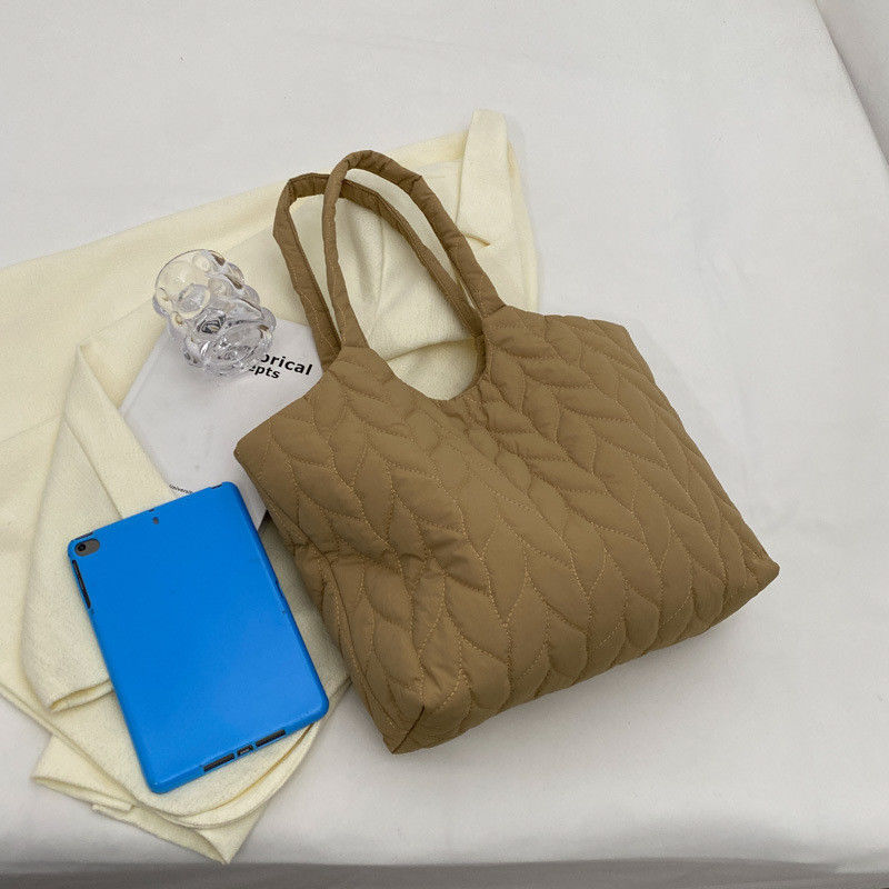 Reusable Gifts Winter Quilted Puffy Puffer Tote Bag for Women Custom Logo Printed