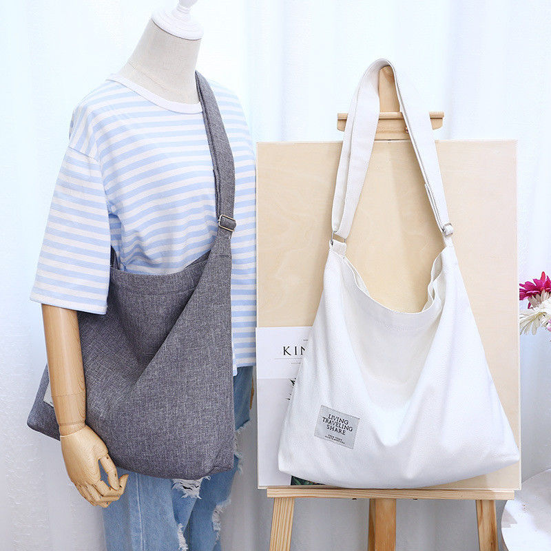 Gifts Custom Logo Printed Large Canvas Bag with Letter Pattern Type and Solid Color Handle