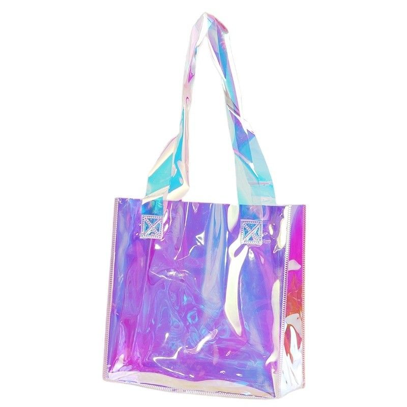 Medium Jute Custom PVC Laser Bag for Recycled Plastic Transparent Holographic Shopping