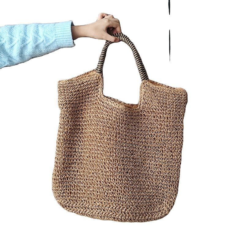 High Capacity Korean Style Women Straw Beach Holiday Picnic Bag with Custom Logo
