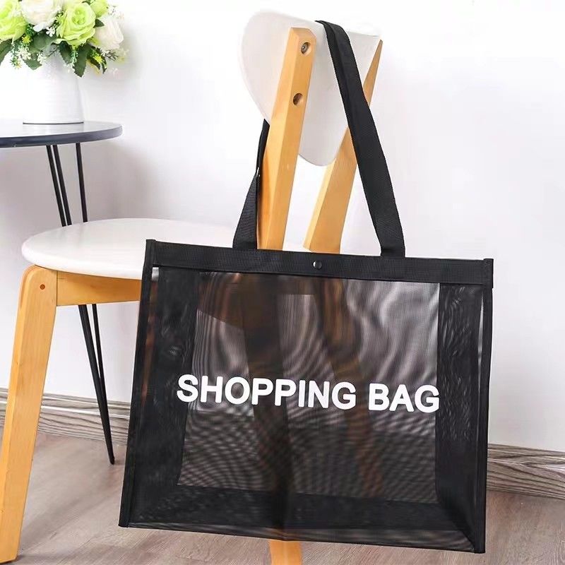 Customized Logo Reusable Storage Market Grocery Shipping Recycled Beach Net Mesh Tote Bag