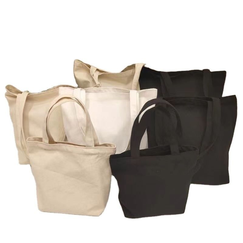 Plain Organic Cotton Canvas Tote Bag with Custom Logo Recycled Shopping Bag