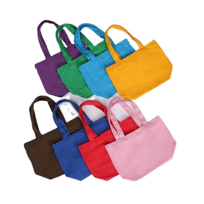 Customized Color Canvas Cotton Handbag Mini Tote Shopping Bags with Custom Logo Print