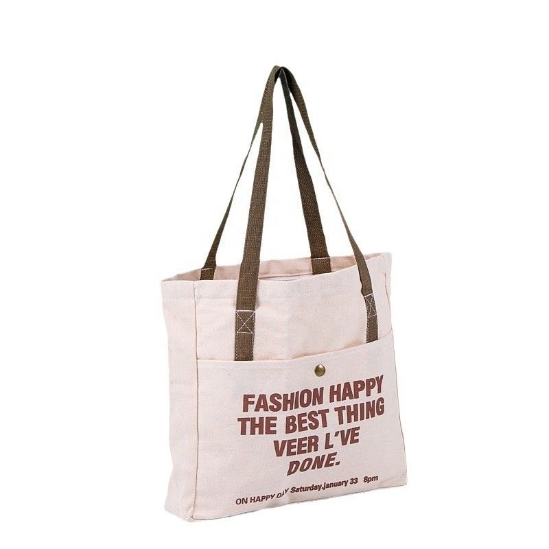 Letter Pattern Type Washable Canvas Tote Bag Fashionable for Promotion Festival Gift