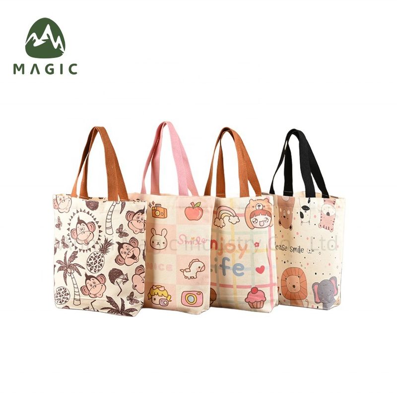 Custom Logo Color Size Recycled Fabrics Mini Canvas Cotton Tote Bag for Women Kids