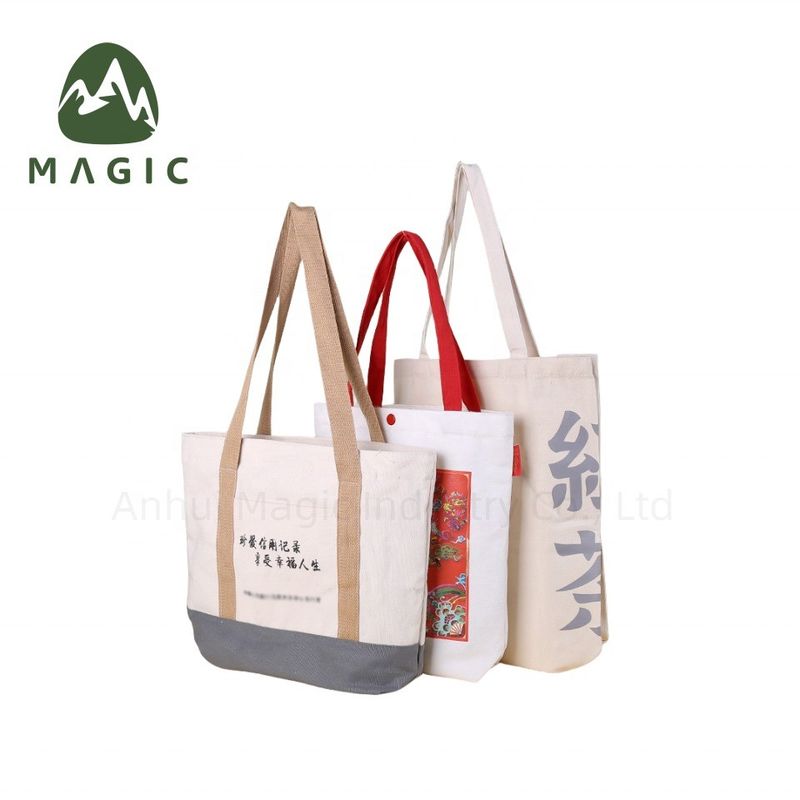 Eco-Friendly Handled Style Custom Logo Print Canvas Tote Bag for Shopping and Travel