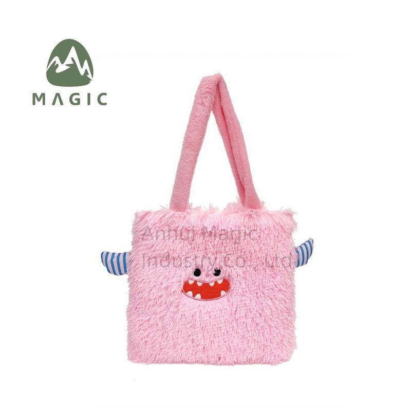Customized Logo Printed Women Handbag for Travel Daily Life Gift Plush Tote Shopping Bag