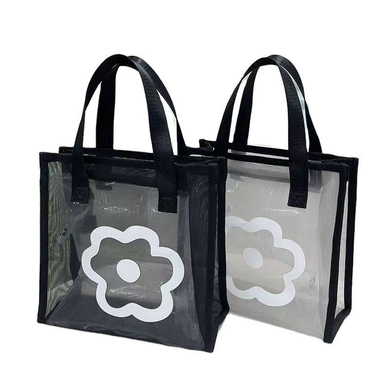 Cartoon Pattern Reusable Eco Mini Tote Bag Custom Printed Polyester Nylon Mesh Shopping