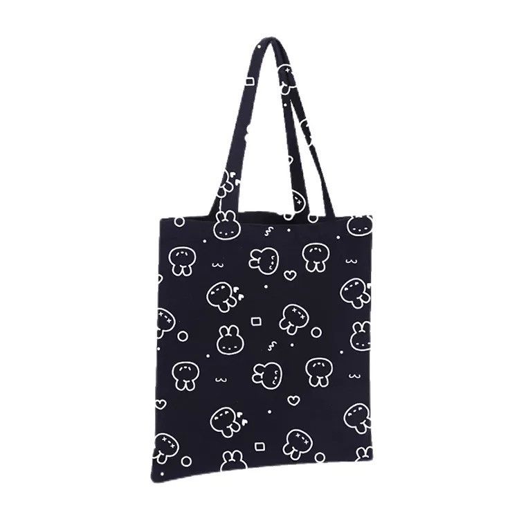 Letter Print Organic Canvas Cotton Grocery Shoulder Tote Bag for Reusable Advertising