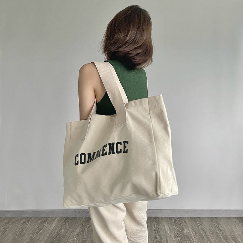 Natural Extra Large Canvas Tote Bag With Logo Printing For Shopping Needs