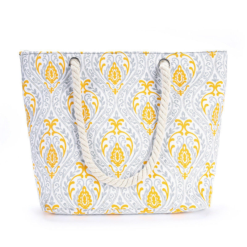 Medium Size Custom Striped Cotton Tote Bags with Canvas Rope Handle Perfect Gift