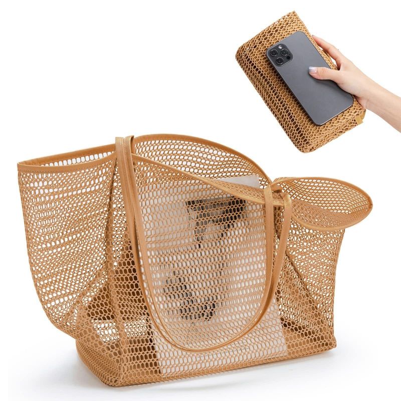 Reusable Mesh Beach Bag Custom Large Capacity Shoulder Bag for Women's Outdoor Travel