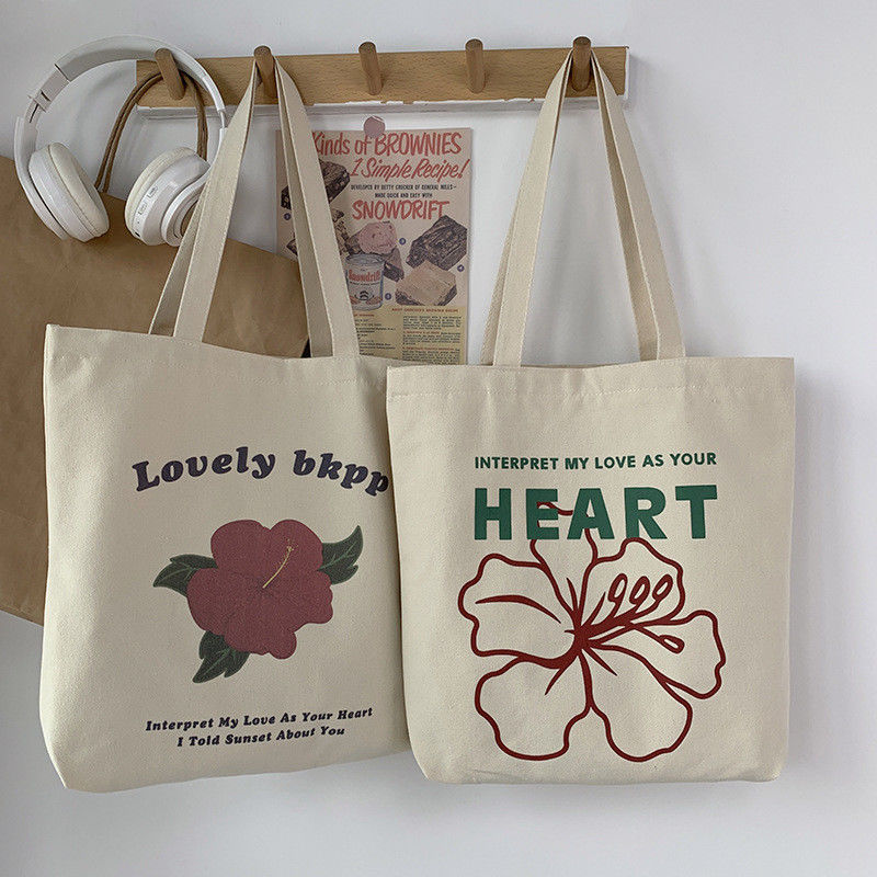 Letter Pattern Women Canvas Shopping Bags Tote Bags for Reusable and Eco-friendly