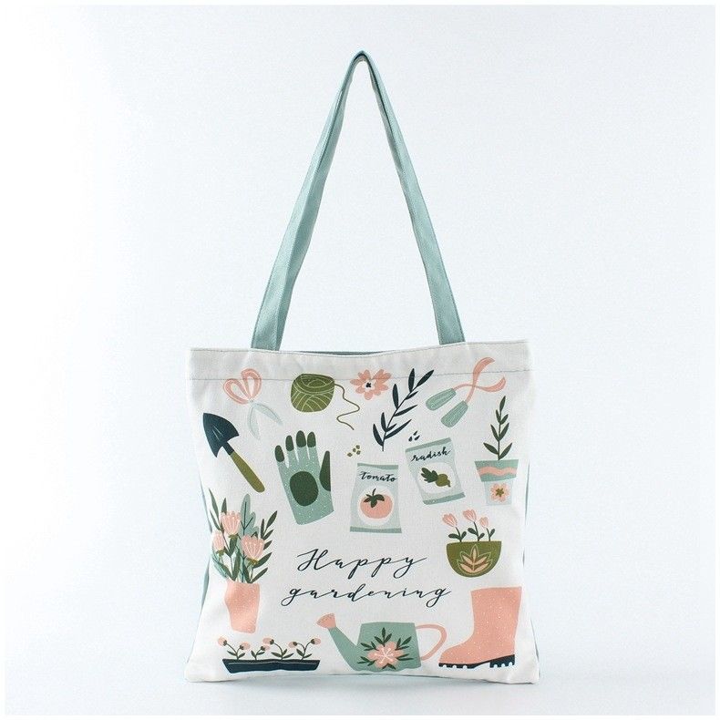 Handled Style Custom Printed Cotton Canvas Shopping Tote Bag With Logo for Eco Grocery