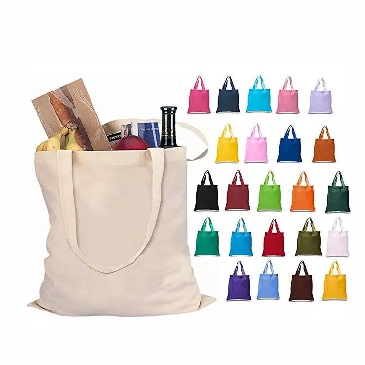 Custom Logo Eco Blank Shopping Bag Organic Cotton Canvas Tote with Customized Color
