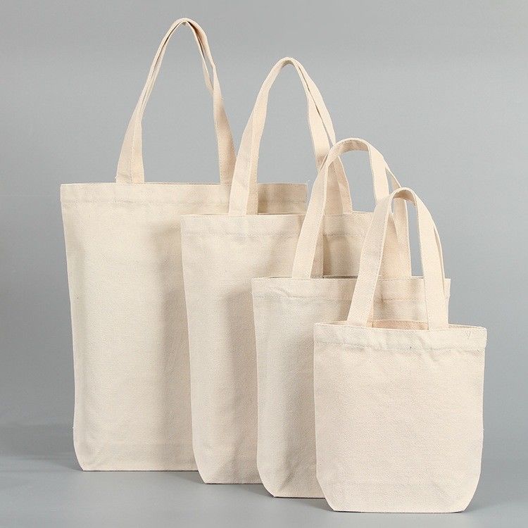 Customized Logo Accepted Eco Friendly Heavy Duty Canvas Shopping Tote Bag with Pocket